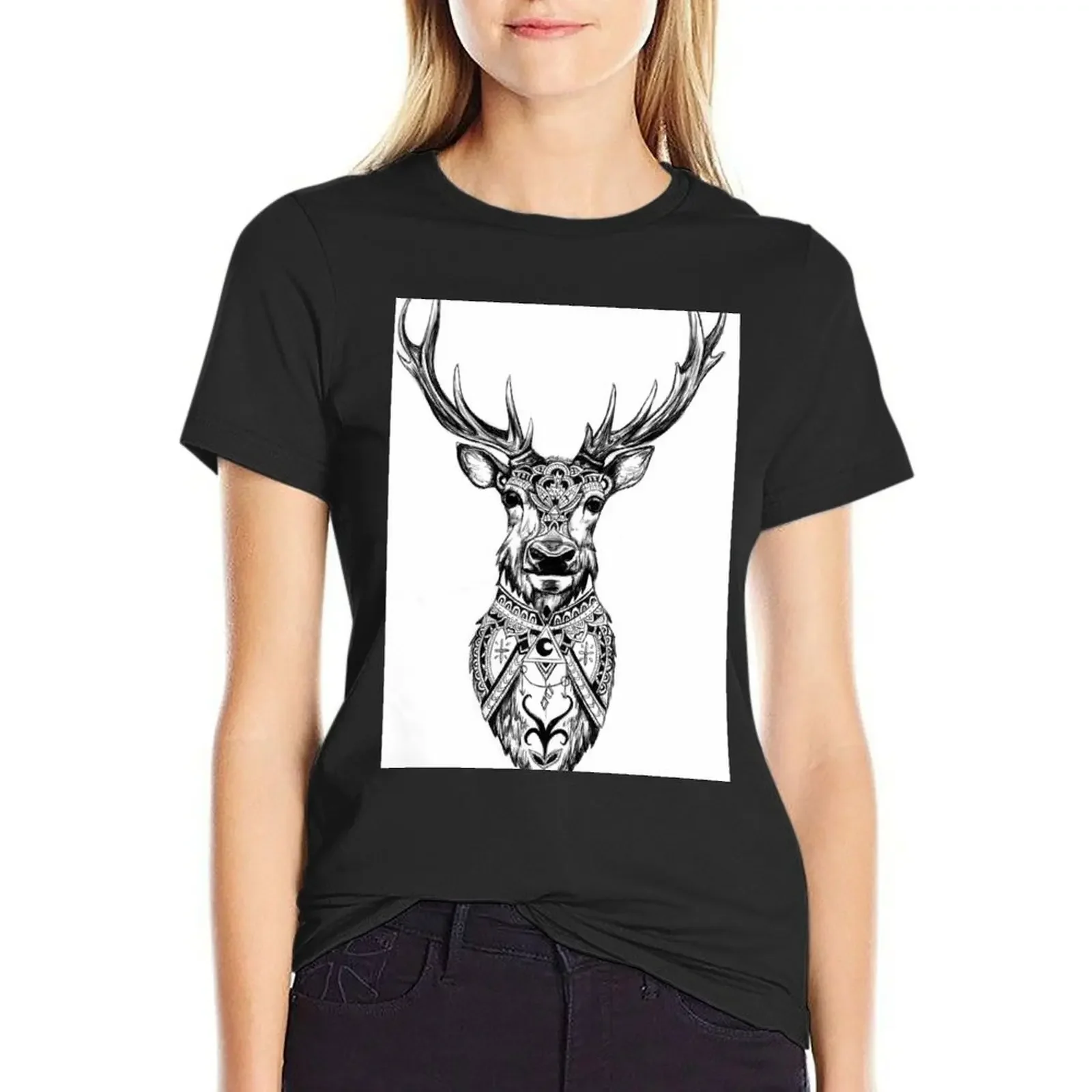 Geometric Stag Print T-Shirt cute clothes tops customizeds summer blouses woman 2025
Geometric Stag Print T-Shirt cute clothes tops customizeds summer blouses woman 2025