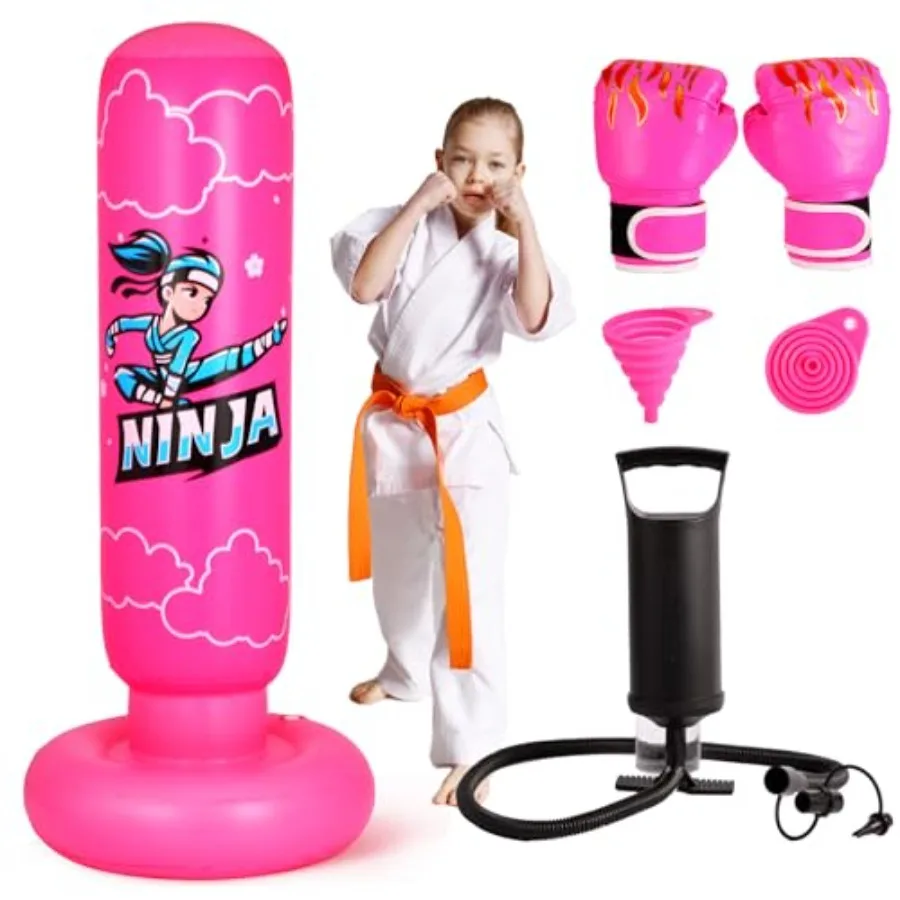 Punching Bag Toy with Boxing Gloves, 66 Inch Larger Stable Updated 4-in-1 Ninja Iatable Boxing Bag Set, Gifts for Boys and Girl
Punching Bag Toy with Boxing Gloves, 66 Inch Larger Stable Updated 4-in-1 Ninja Iatable Boxing Bag Set, Gifts for Boys and Girl