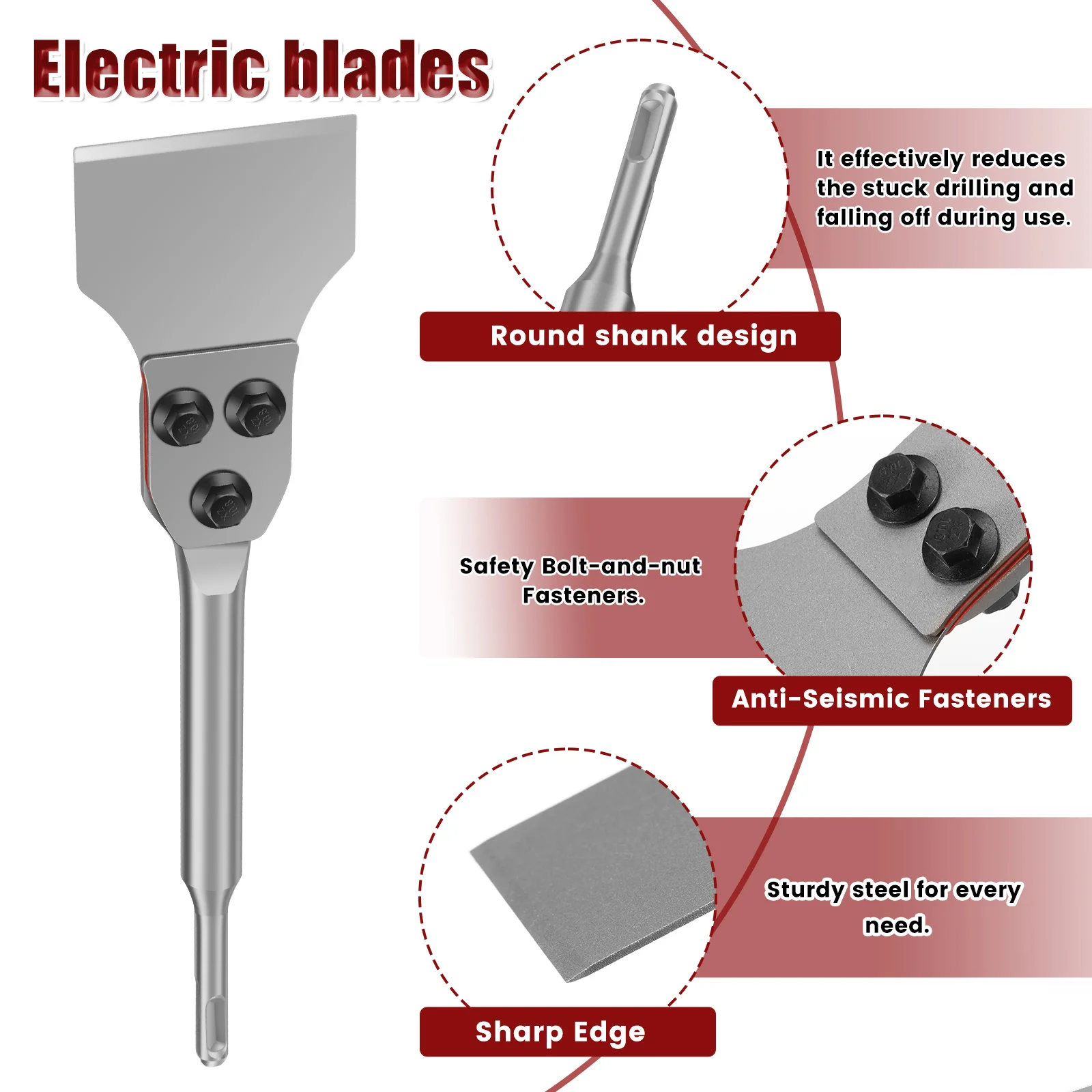 SDS Plus Скребок для пола Молоток для предотвращения ржавчины Стальная насадка для удаления клея для виниловых полов VCT Плитка Линолеум Бетонный раствор
SDS Plus Скребок для пола Молоток для предотвращения ржавчины Стальная насадка для удаления клея для виниловых полов VCT Плитка Линолеум Бетонный раствор