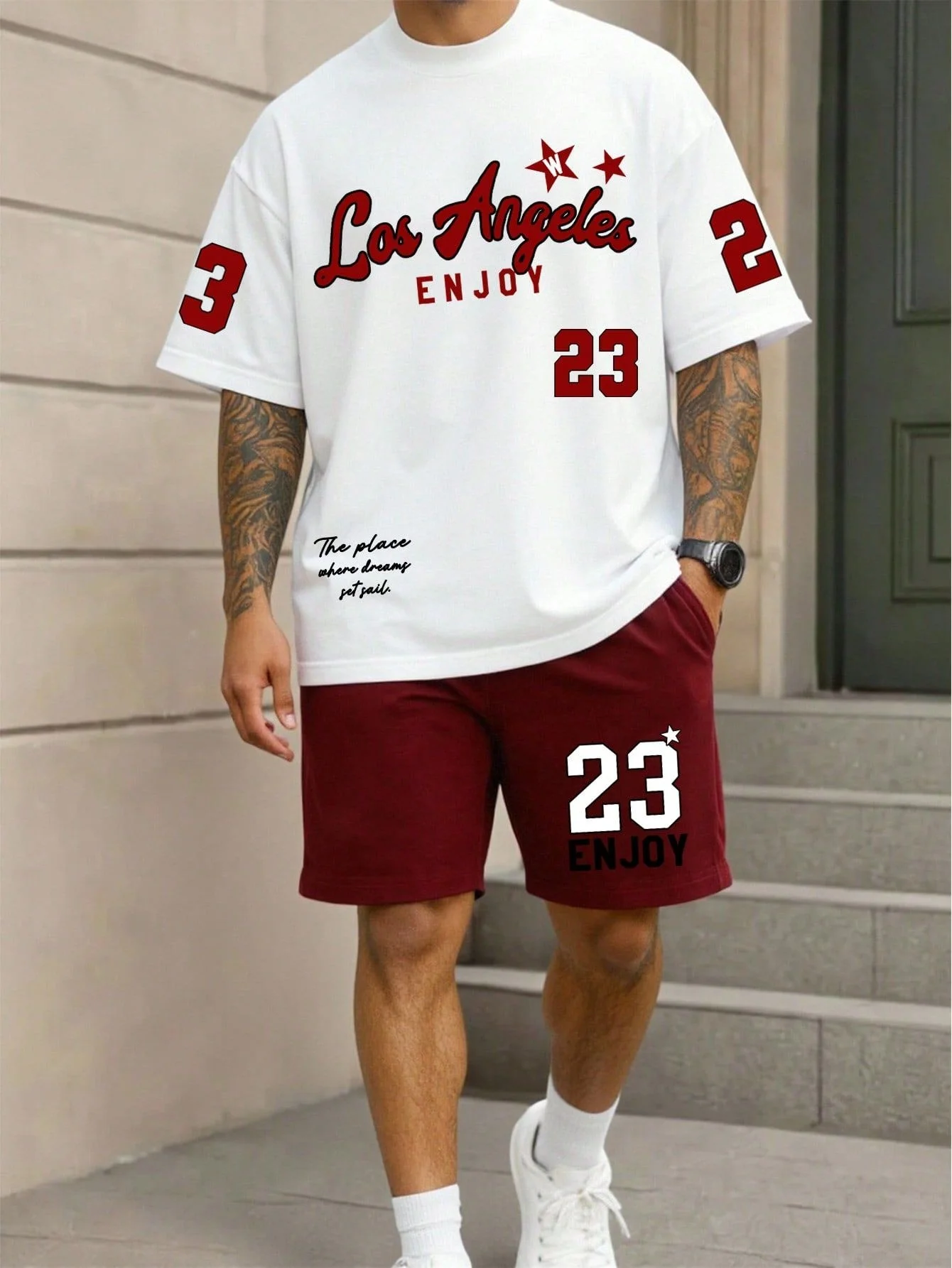 Plus Size Men's 2 Piece Set Los Angeles Short Sleeve T-Shirt 23 Number Shorts Summer Streetwear Basketball Casual Tracksuit
Plus Size Men's 2 Piece Set Los Angeles Short Sleeve T-Shirt 23 Number Shorts Summer Streetwear Basketball Casual Tracksuit
