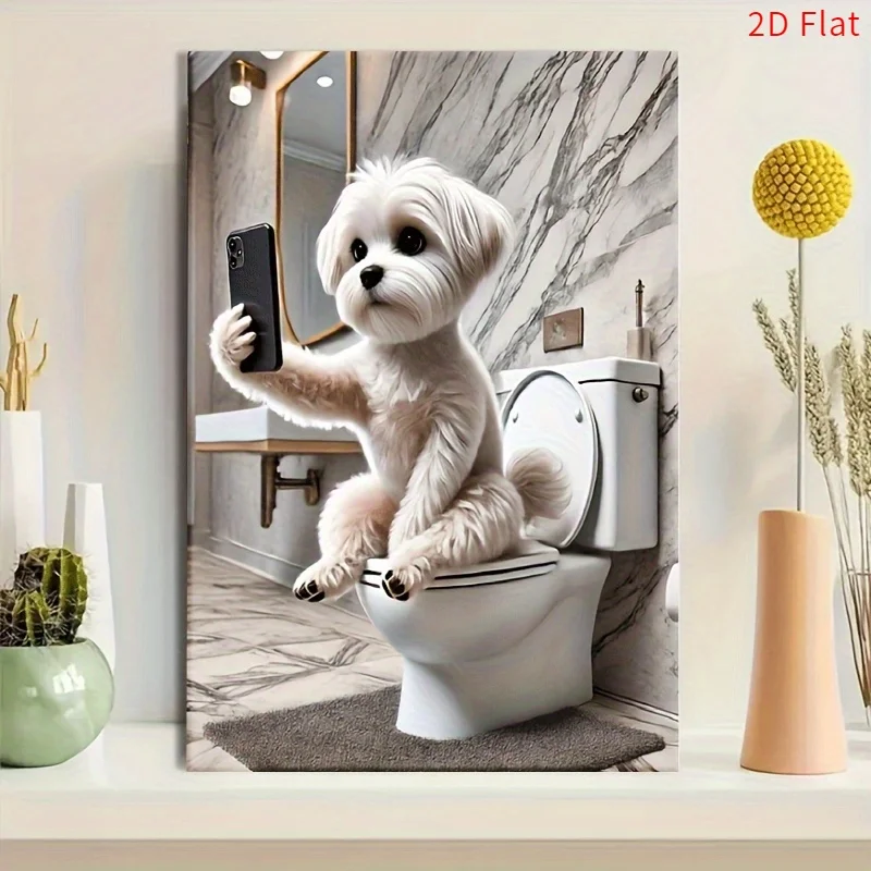 2D Flat, 1pc Framed Canvas Wall Art - Funny Maltese Dog Taking Selfie in Bathroom - Cute Maltese Puppy Poster with Wrap-Around F
2D Flat, 1pc Framed Canvas Wall Art - Funny Maltese Dog Taking Selfie in Bathroom - Cute Maltese Puppy Poster with Wrap-Around F