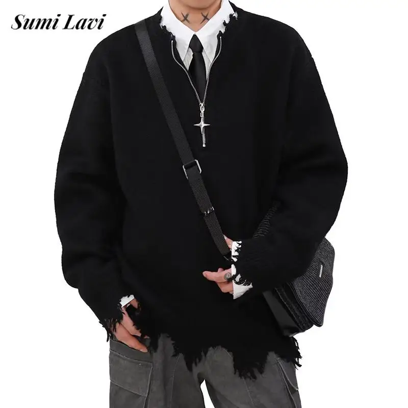 Y2K Mens Sweaters Fashionable Solid Color Crew Neck Zip-up Ripped Jumper Tops Men Streetwear Autumn Vintage Long Sleeve Pullover
Y2K Mens Sweaters Fashionable Solid Color Crew Neck Zip-up Ripped Jumper Tops Men Streetwear Autumn Vintage Long Sleeve Pullover