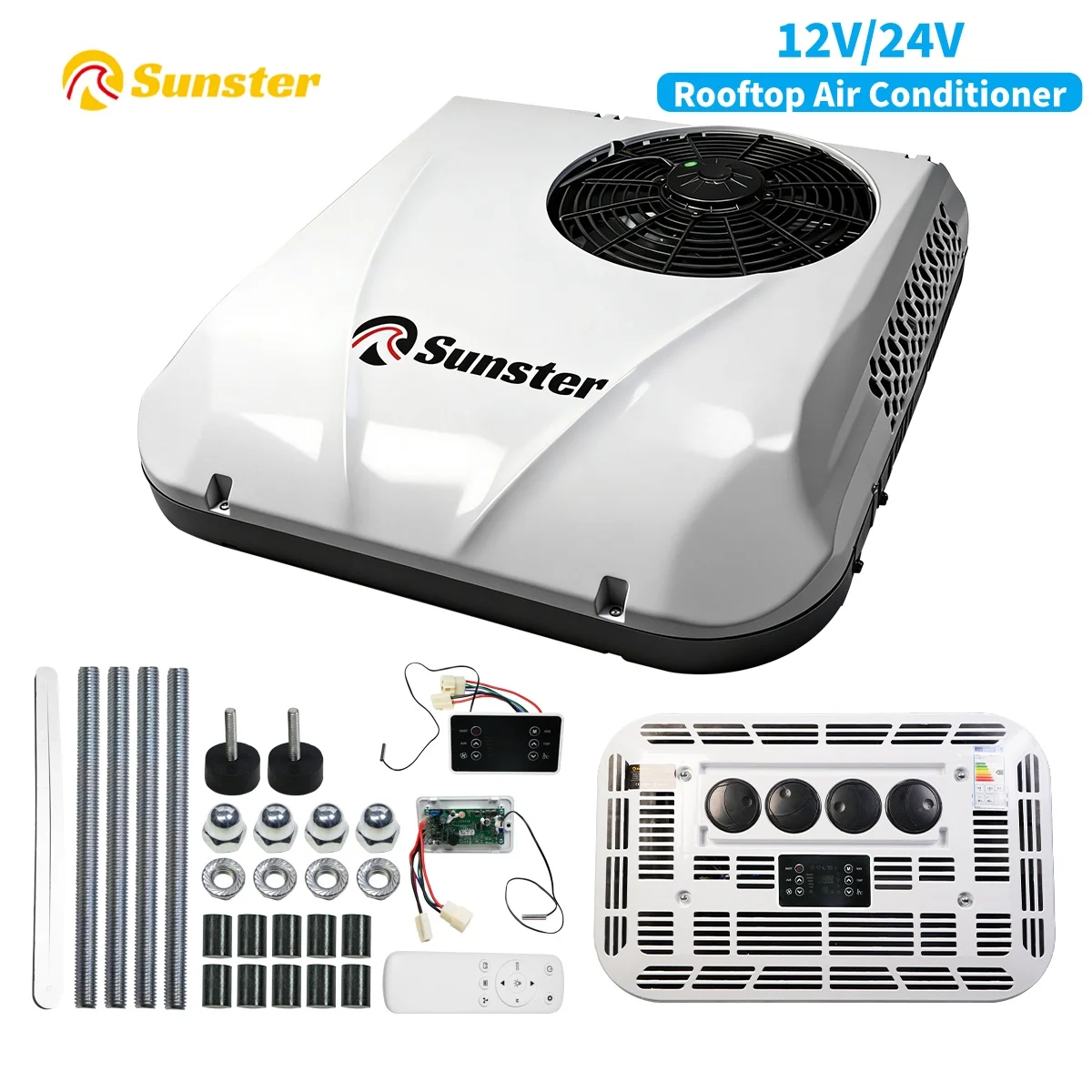 Sunster Rooftop Air Conditioner 12V 24V Parking Air Conditioner Fast cooling Air Conditioning For Campers RVs and Travel Trailer
Sunster Rooftop Air Conditioner 12V 24V Parking Air Conditioner Fast cooling Air Conditioning For Campers RVs and Travel Trailer