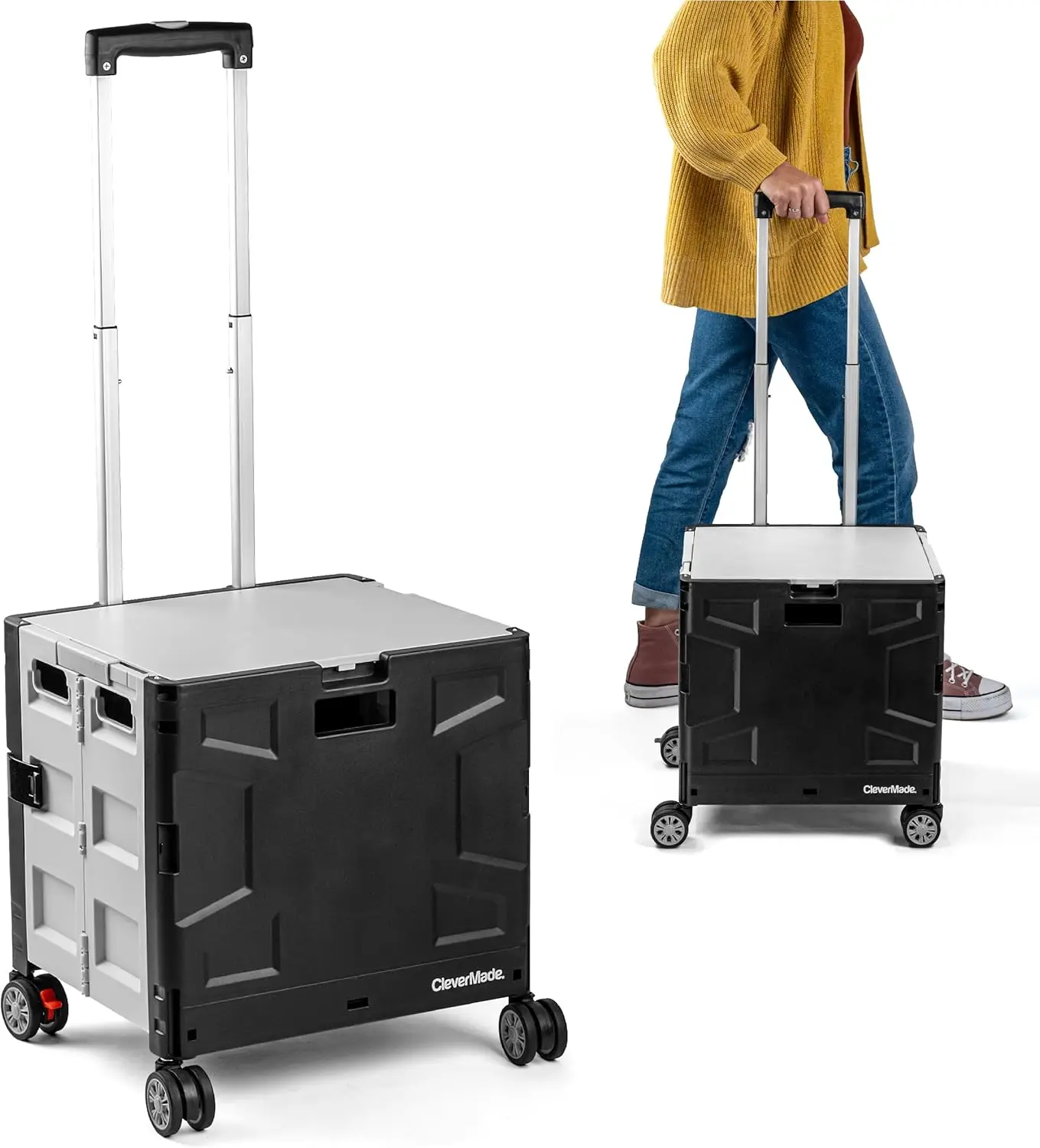 Collapsible Rolling Cart with 4 Swivel Wheels & Lid, 35L Foldable Utility Cart Holds 75 lbs for Groceries, Travel, Office
Collapsible Rolling Cart with 4 Swivel Wheels & Lid, 35L Foldable Utility Cart Holds 75 lbs for Groceries, Travel, Office