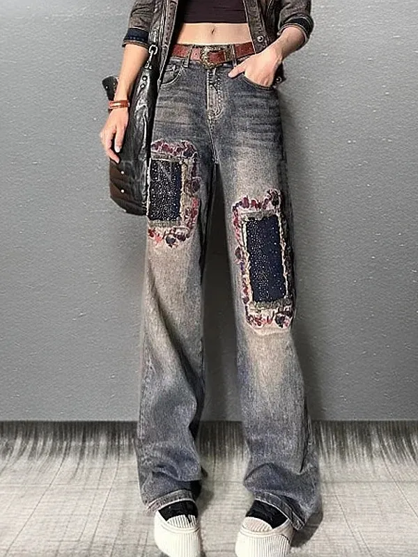 Spring New Sle Women's Loose Straight Wide Leg Jeans Embroidered Waed Diamond Heat Treaent Casual High Waist Long Pants
Spring New Sle Women's Loose Straight Wide Leg Jeans Embroidered Waed Diamond Heat Treaent Casual High Waist Long Pants