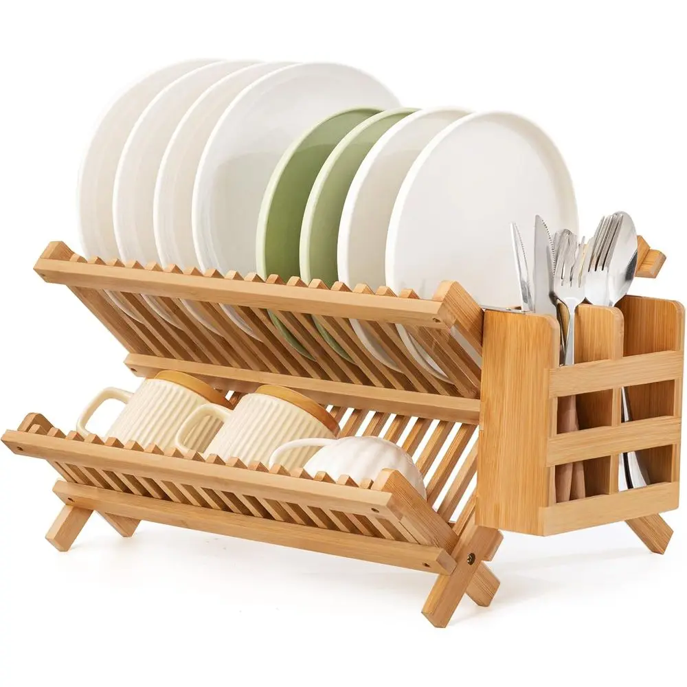 Bamboo Dish Drying Rack with Utensil Holder, 2 Tier Collapsible Dish Rack or Kitchen Counter, Large olding Drying Holder, Dish D
Bamboo Dish Drying Rack with Utensil Holder, 2 Tier Collapsible Dish Rack or Kitchen Counter, Large olding Drying Holder, Dish D