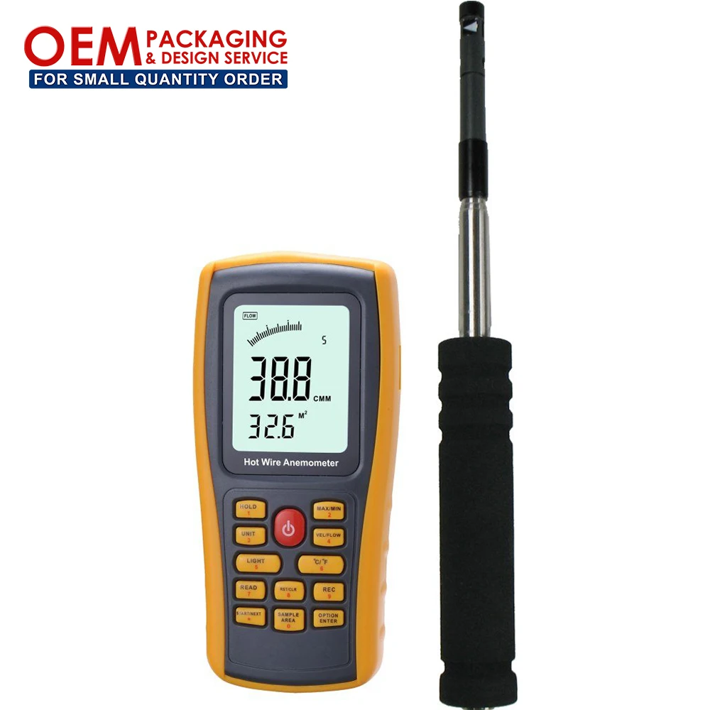 GM8903 Hot Wire Digital Anemometer Air Temperature Meter Handheld Wind Speed Wind Tester(OEM packaging service available)
GM8903 Hot Wire Digital Anemometer Air Temperature Meter Handheld Wind Speed Wind Tester(OEM packaging service available)