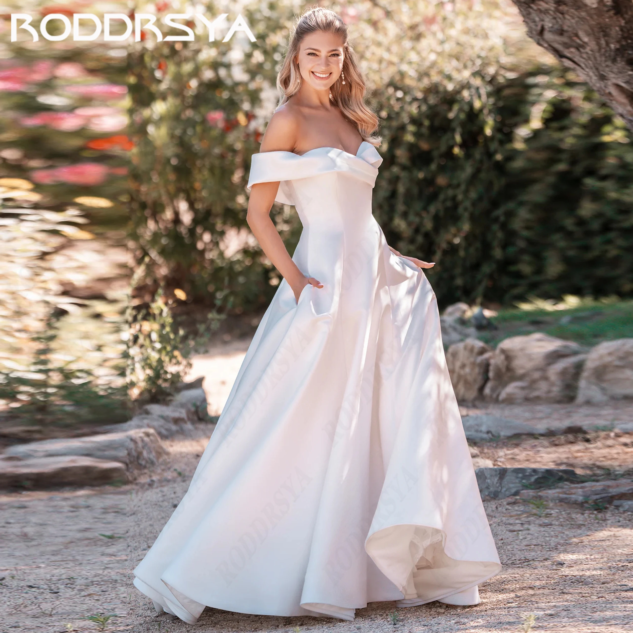 RODDRSYA Customized Simple Satin Wedding Dress With Pockets Off Shoulder Floor Length A Line Bridal Party Dresses For Lady
RODDRSYA Customized Simple Satin Wedding Dress With Pockets Off Shoulder Floor Length A Line Bridal Party Dresses For Lady