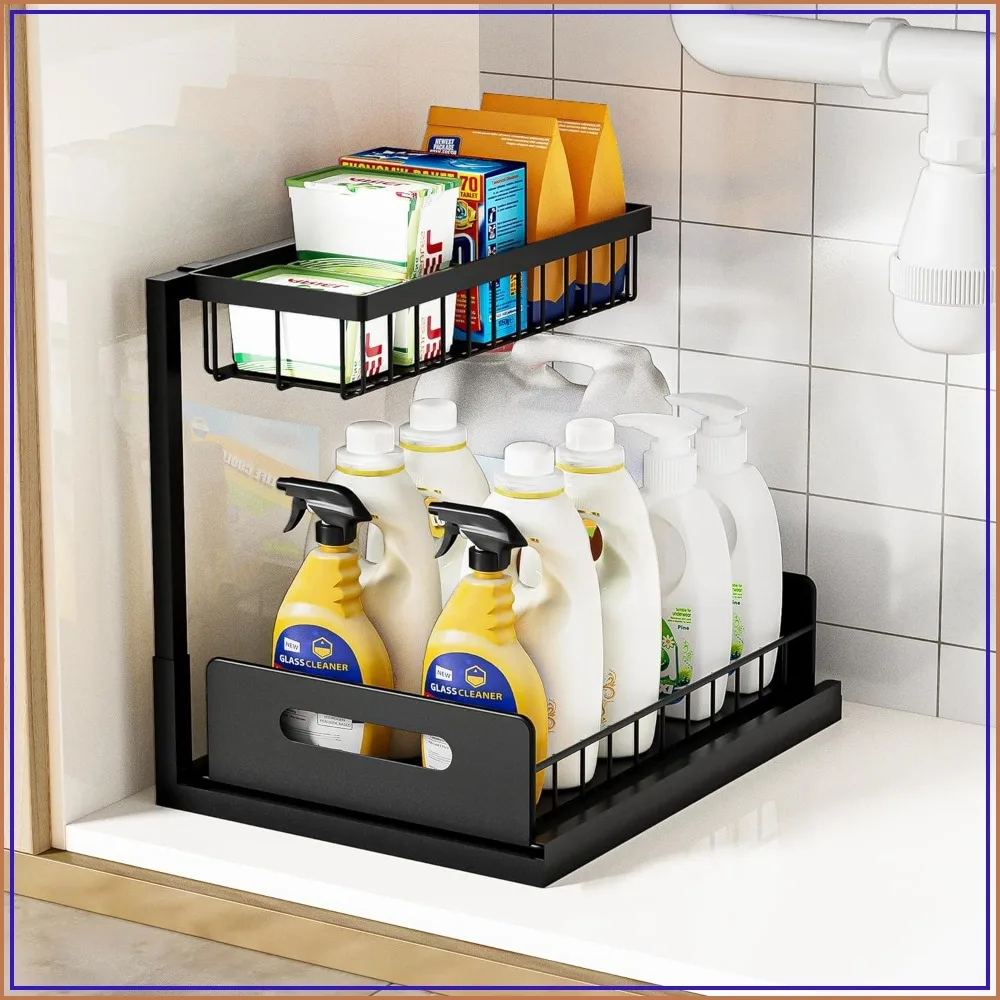 Under Kitchen Sink Organizer 2 Tier, Pull Out Bathroom Cabinet Storage Shelf, 1 Pack
Under Kitchen Sink Organizer 2 Tier, Pull Out Bathroom Cabinet Storage Shelf, 1 Pack