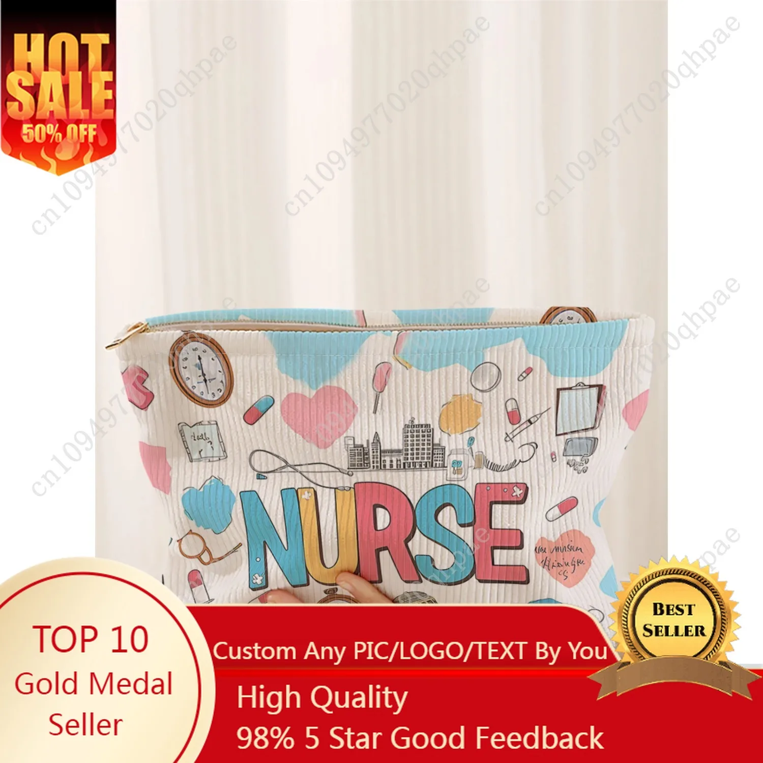 1 medical supplies patterned corduroy zipper makeup bag, lightweight and multifunctional makeup storage bag
1 medical supplies patterned corduroy zipper makeup bag, lightweight and multifunctional makeup storage bag