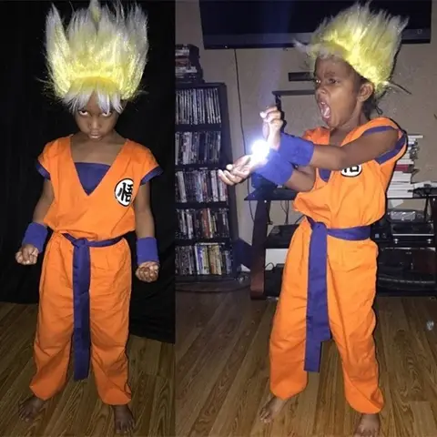 Adult Teen animation costumes Goku Cosplay costumes Boy Carnival stage show performance full costume vest belt wristband Trainin