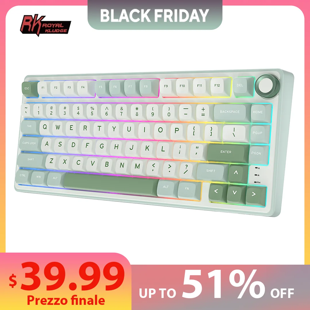 Проводная механическая клавиатура RK Royal Kludge R75, 80 клавиш, RGB-подсветка, горячая замена, испанская геймерская клавиатура, колпачки для клавиш MDA PBT
Проводная механическая клавиатура RK Royal Kludge R75, 80 клавиш, RGB-подсветка, горячая замена, испанская геймерская клавиатура, колпачки для клавиш MDA PBT