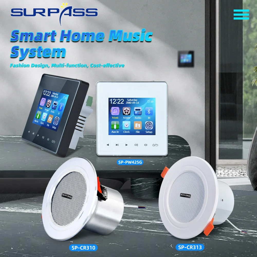 Smart Home Music System 2.8 Inch Bluetooth Wall Amplifier FM Radio Mini Music Panel Stereo Full-range Ceiling Speaker Audio Kit
Smart Home Music System 2.8 Inch Bluetooth Wall Amplifier FM Radio Mini Music Panel Stereo Full-range Ceiling Speaker Audio Kit