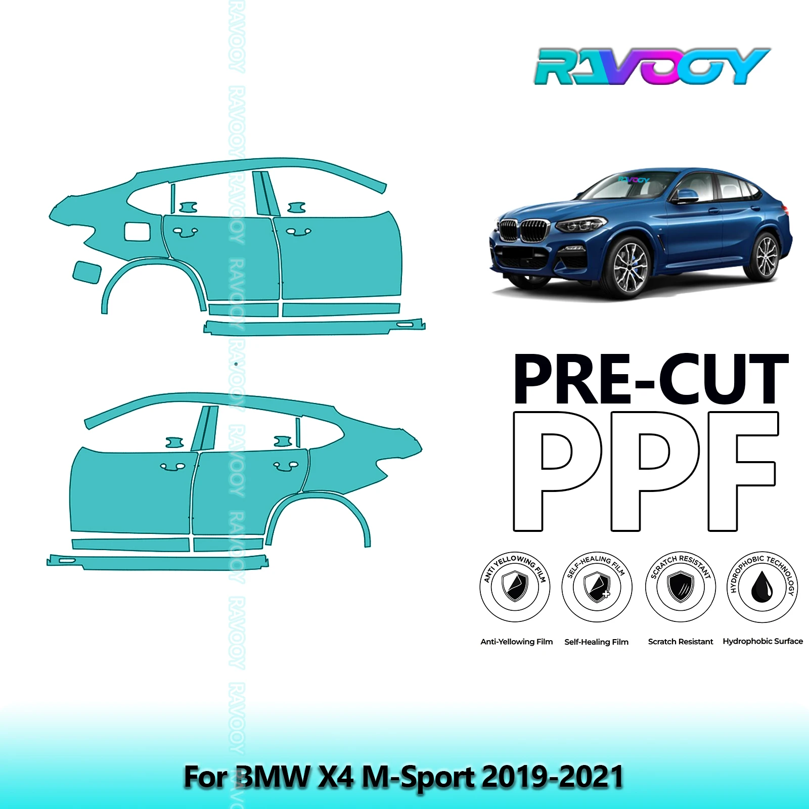 For BMW X4 M-Sport 2019-2021 8.5mil Clear Matte Pre-Cut PPF Door & A/B Pillar Kit TPU Paint Protection Film Set
For BMW X4 M-Sport 2019-2021 8.5mil Clear Matte Pre-Cut PPF Door & A/B Pillar Kit TPU Paint Protection Film Set
