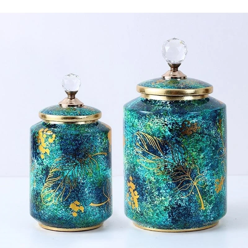 European Painted Ceramic Storage Jar with Crystal Lid Nut Candy Sealed Countertop Decoration Gift Home New
European Painted Ceramic Storage Jar with Crystal Lid Nut Candy Sealed Countertop Decoration Gift Home New