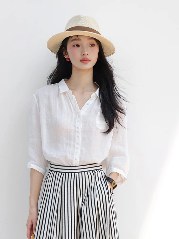 Новинка! Летний женский топ Ele Artistic из льна с коротким рукавом, свободного кроя, тонкий, стройнящий, с воротником, однотонный.
Новинка! Летний женский топ Ele Artistic из льна с коротким рукавом, свободного кроя, тонкий, стройнящий, с воротником, однотонный.