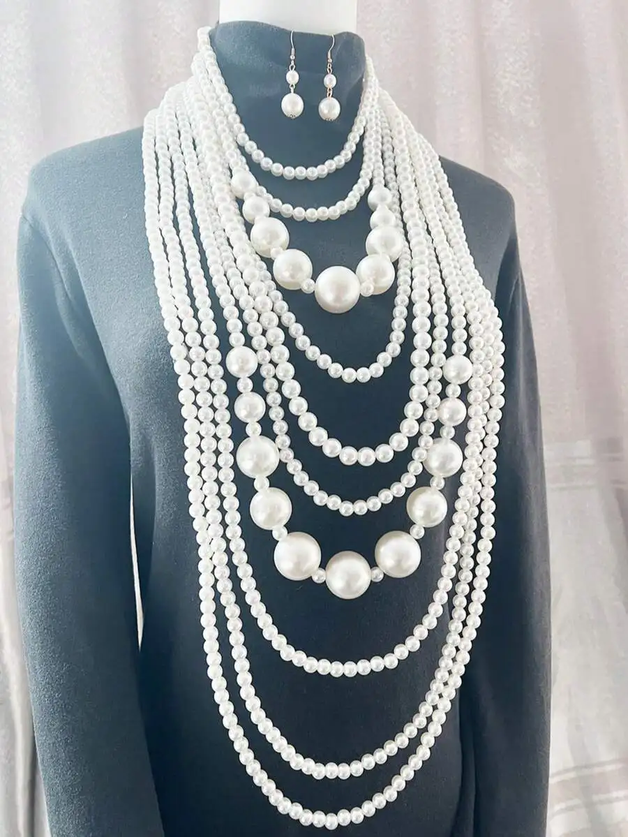 Multi Layer White ABS Pearl Necklace For Women Luxury Party Wedding Prom Jewelry
Multi Layer White ABS Pearl Necklace For Women Luxury Party Wedding Prom Jewelry
