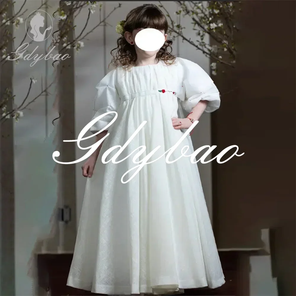 Elegant Half Puff Sleeve Pleat A Line Long First Communion Dress Ankle Length Classic Simple Style Flower Girl Gown Customized
Elegant Half Puff Sleeve Pleat A Line Long First Communion Dress Ankle Length Classic Simple Style Flower Girl Gown Customized