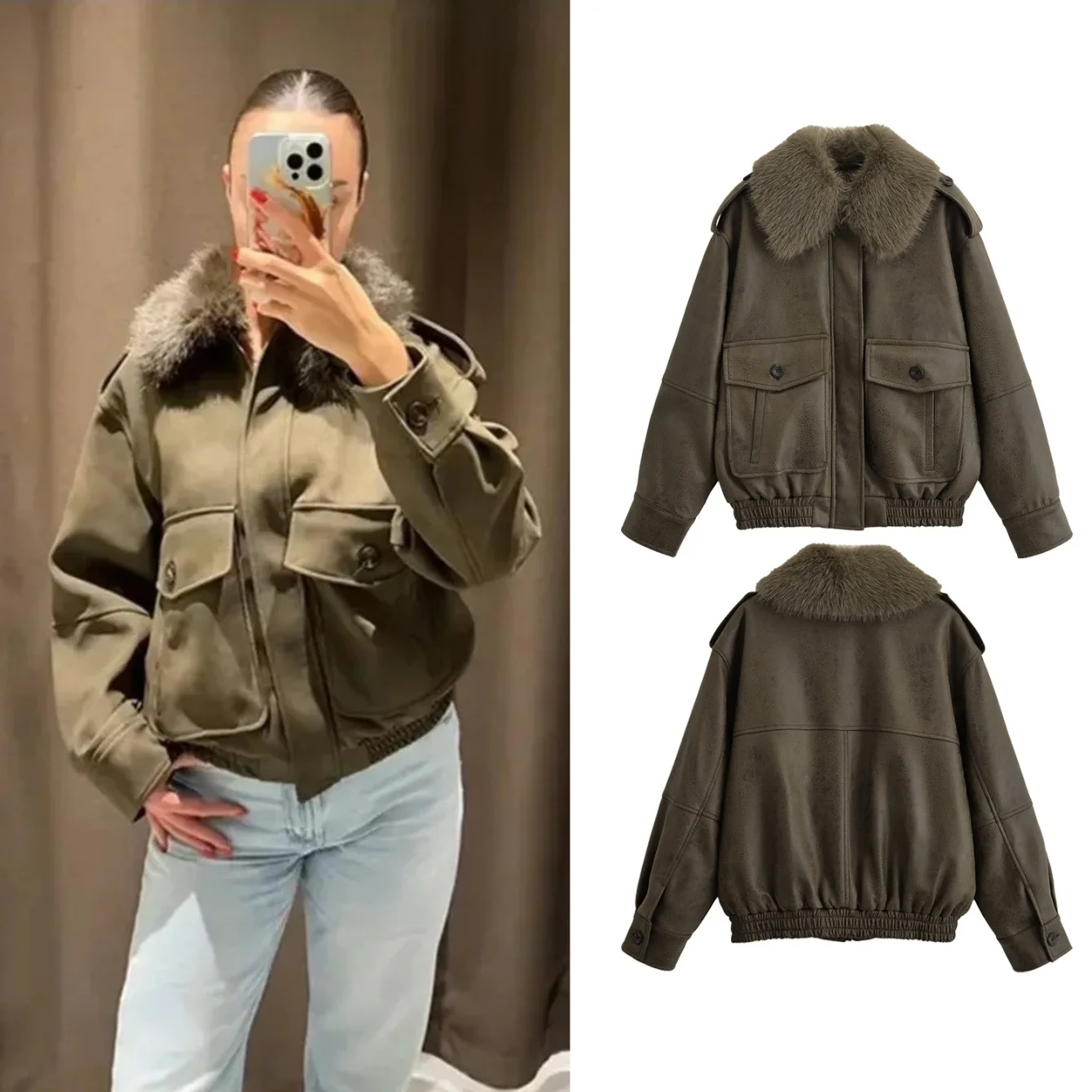 Women Autumn Winter New Removable Fur Collar Suede Jacket Female Fashion Zipper Pocket Long Sleeve Coat Lady Vintage Outwear
Women Autumn Winter New Removable Fur Collar Suede Jacket Female Fashion Zipper Pocket Long Sleeve Coat Lady Vintage Outwear
