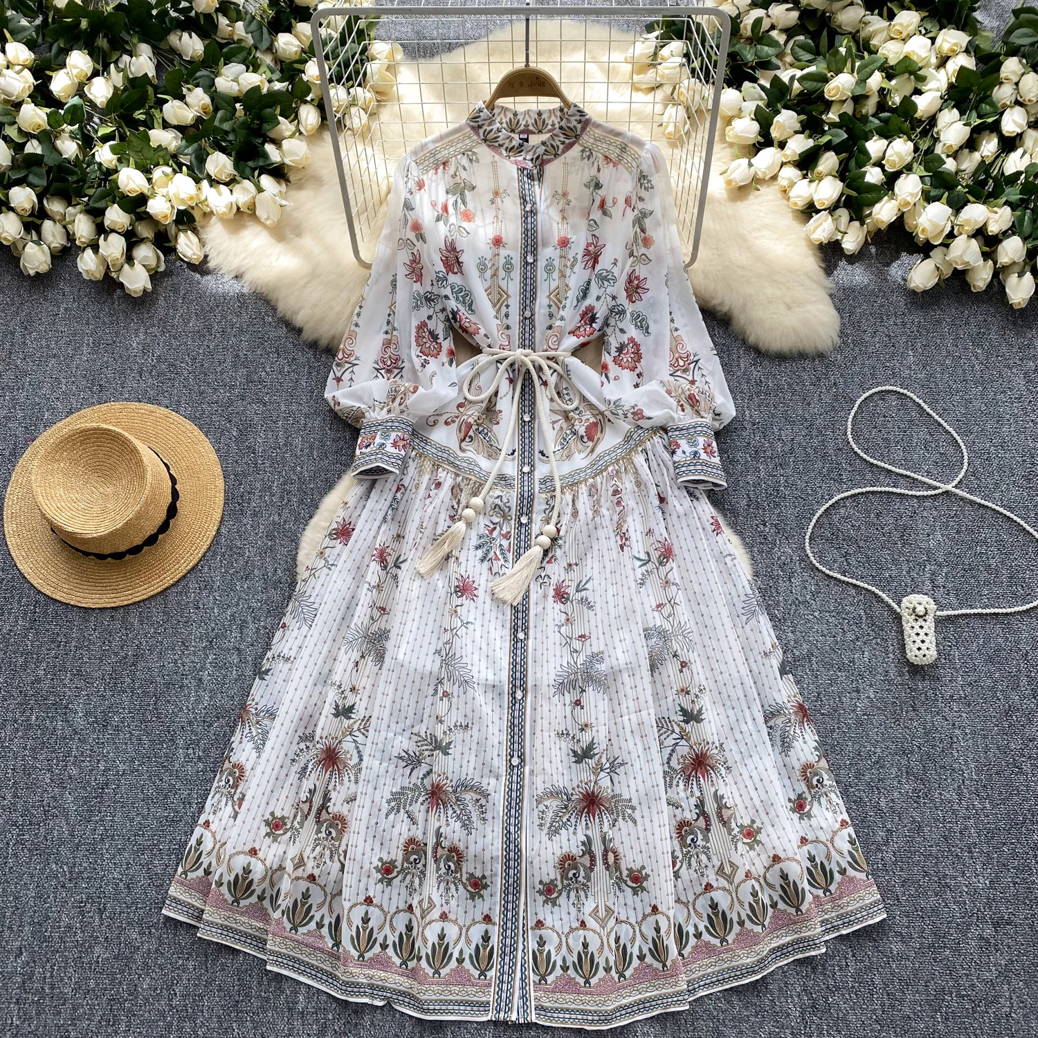 sweet Vintage print Lantern Sleeve Single Breasted print chiffon Elegant Dress Casual Women slip Fashion summer dresse
sweet Vintage print Lantern Sleeve Single Breasted print chiffon Elegant Dress Casual Women slip Fashion summer dresse