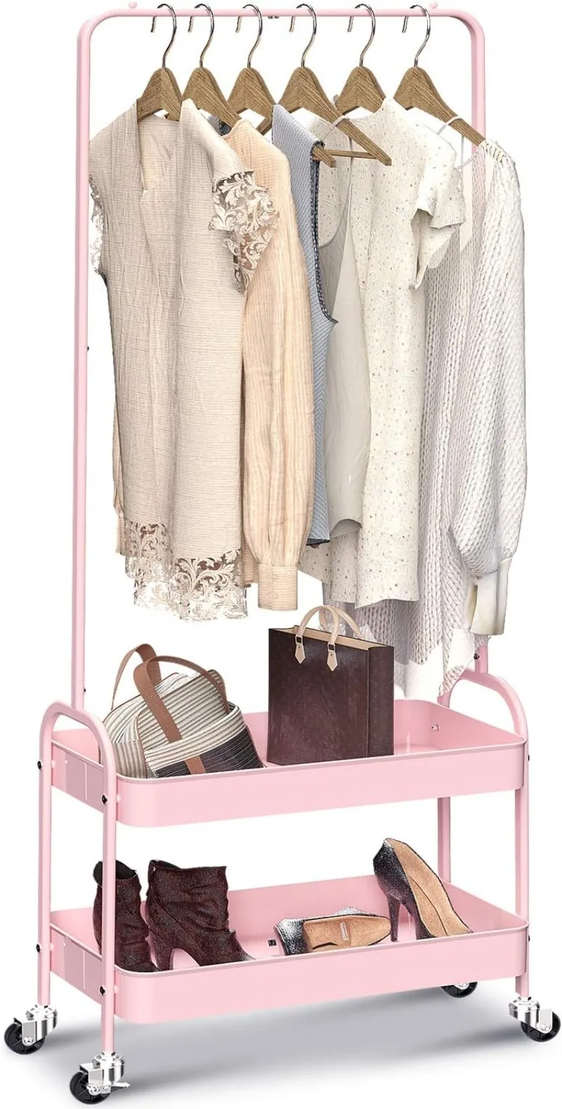 2-in 1 Garment Rack, Clothing Rack with 2 Tier Metal Basket, Rolling Storage Cart Clothes Organizer Coat Rack
2-in 1 Garment Rack, Clothing Rack with 2 Tier Metal Basket, Rolling Storage Cart Clothes Organizer Coat Rack