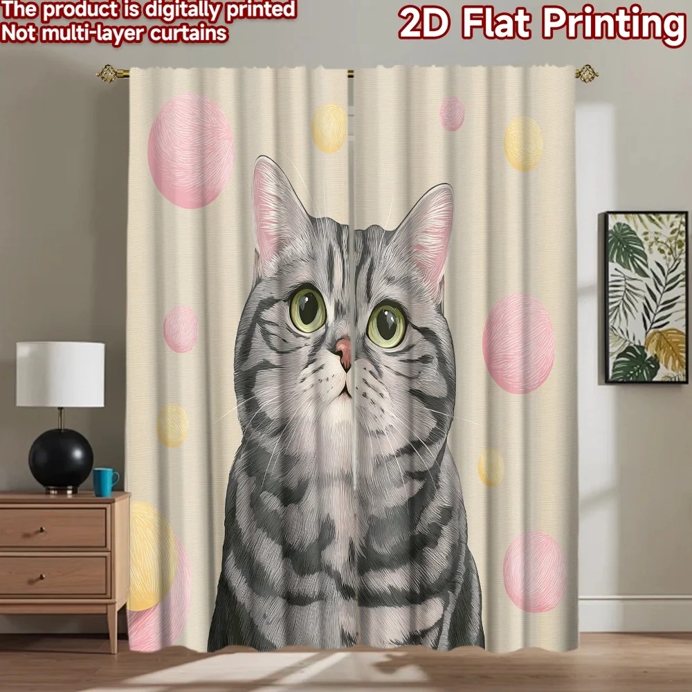 2D flat printing 2pcs Window Drapes Cute Cat Face Yarn Balls Digital Printed Polyester Drapes Holiday Decorations Perfect for
2D flat printing 2pcs Window Drapes Cute Cat Face Yarn Balls Digital Printed Polyester Drapes Holiday Decorations Perfect for