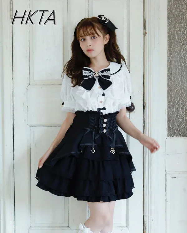Japanese Liz Shirt Women's Top Sweet Lolita Shirts Big Bow Lace Ruffles Short Sleeve Slim Blouse 2024 New Summer Tops for Girls
Japanese Liz Shirt Women's Top Sweet Lolita Shirts Big Bow Lace Ruffles Short Sleeve Slim Blouse 2024 New Summer Tops for Girls