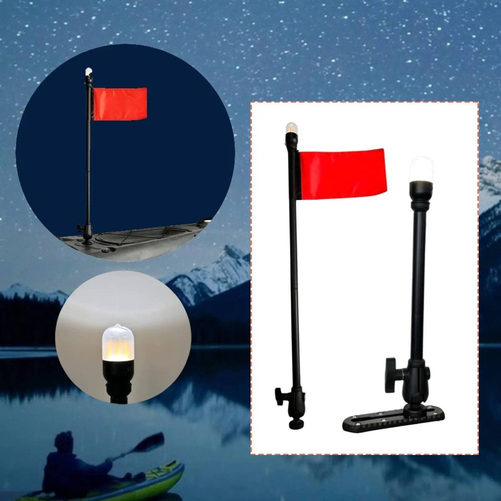 Kayak Light with Flag Navigation Light for Night Fishing Dinghy Canoe
Kayak Light with Flag Navigation Light for Night Fishing Dinghy Canoe