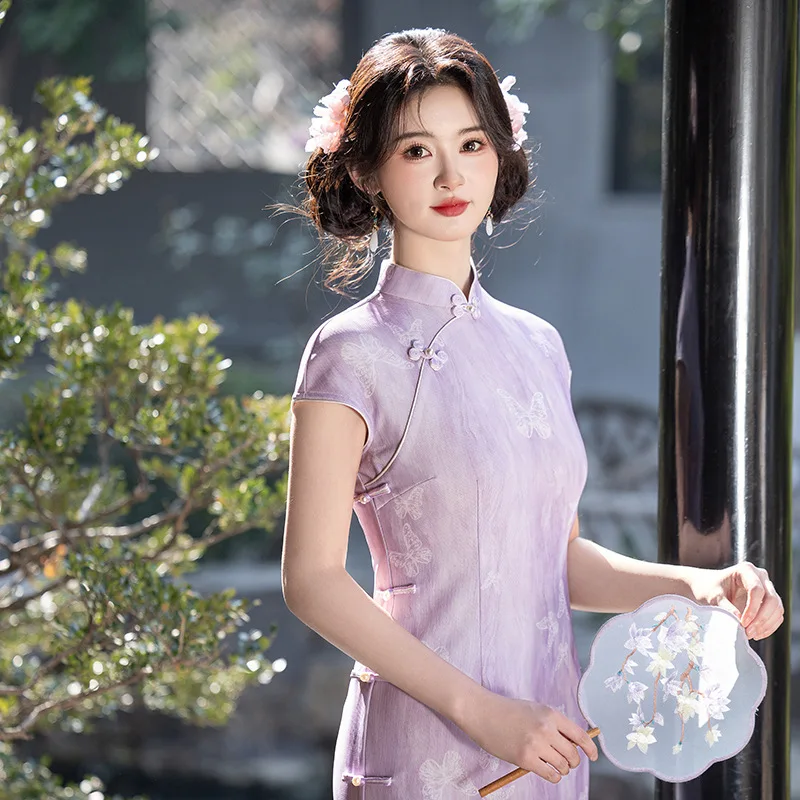 Girls' Cheongsam Youthful Improvement 2026 New Purple Summer Retro Temperament High-end Dress Qipao
Girls' Cheongsam Youthful Improvement 2026 New Purple Summer Retro Temperament High-end Dress Qipao