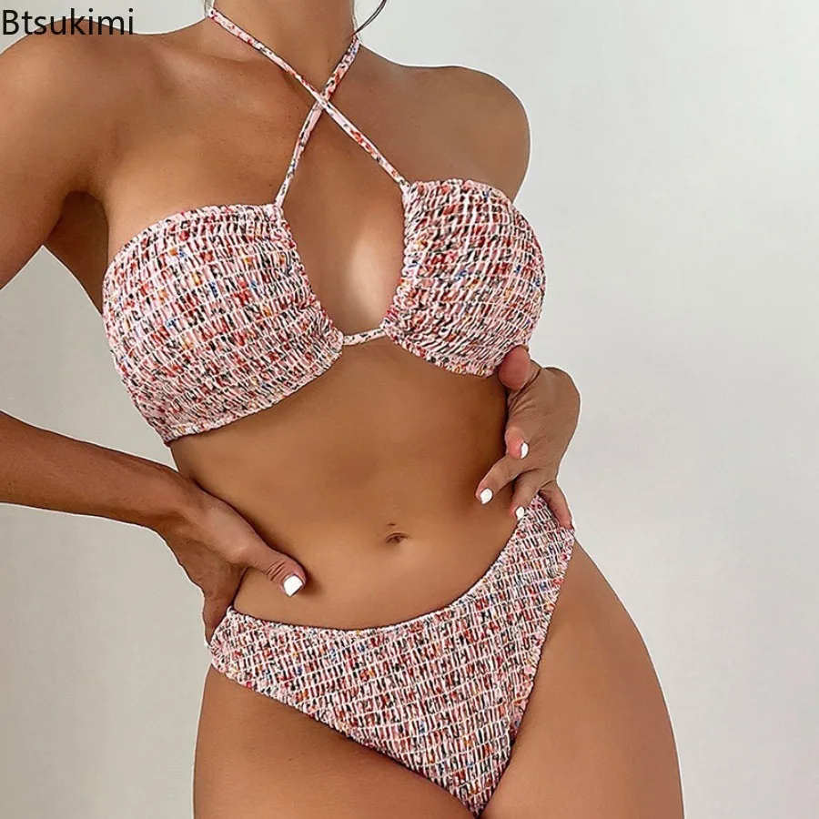 2025 Sexy Bathing Suit Women Printed Swimsuit Pleated Bikini Set Bow Tie Lace Up Two-piece Beachwear Summer New Halter Biquinis
2025 Sexy Bathing Suit Women Printed Swimsuit Pleated Bikini Set Bow Tie Lace Up Two-piece Beachwear Summer New Halter Biquinis