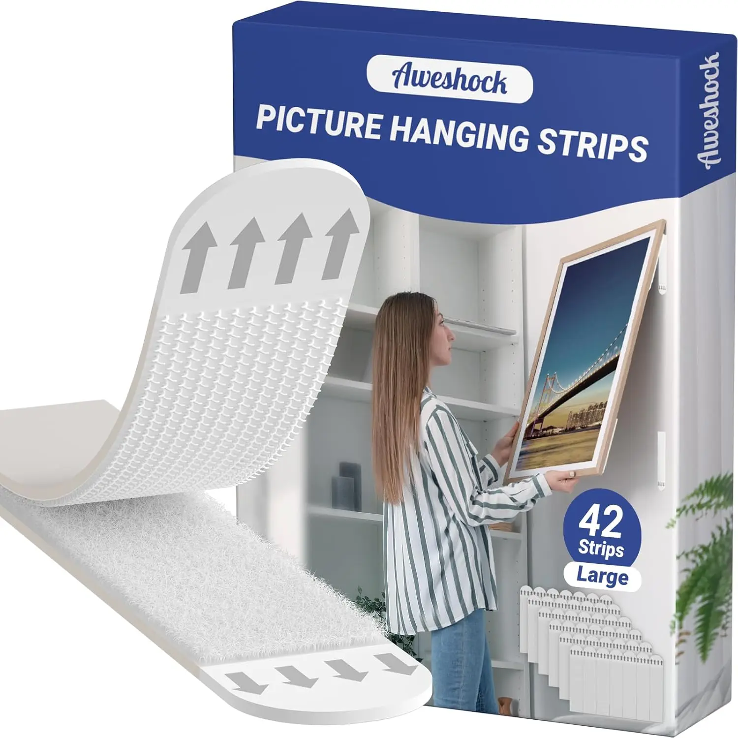 Heavy Duty Picture Hanging Strips, 21 Pairs No Nail Wall Adhesive Hooks, Damage Free for Smooth Surfaces
Heavy Duty Picture Hanging Strips, 21 Pairs No Nail Wall Adhesive Hooks, Damage Free for Smooth Surfaces