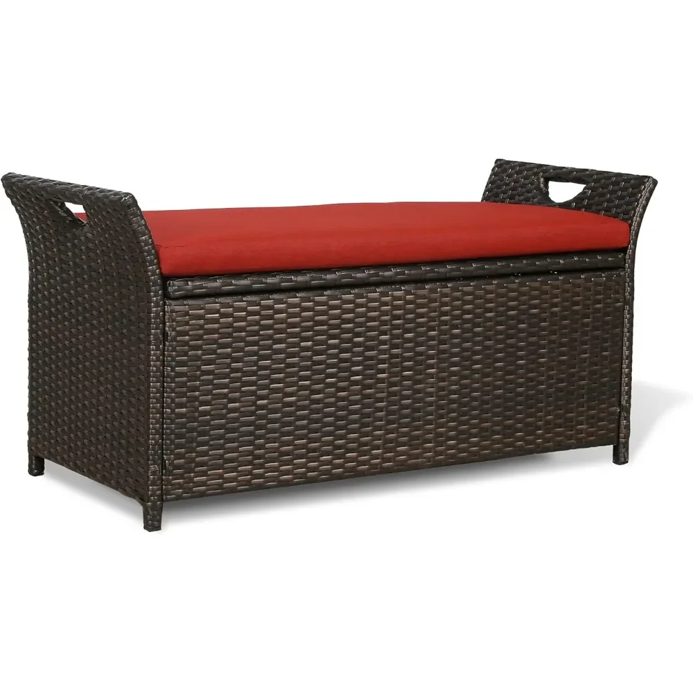 40 Gallon Rattan Deck Box - Outdoor Storage Bench w/ Steel Frame & Cushion, Patio Wicker Container, Red
40 Gallon Rattan Deck Box - Outdoor Storage Bench w/ Steel Frame & Cushion, Patio Wicker Container, Red