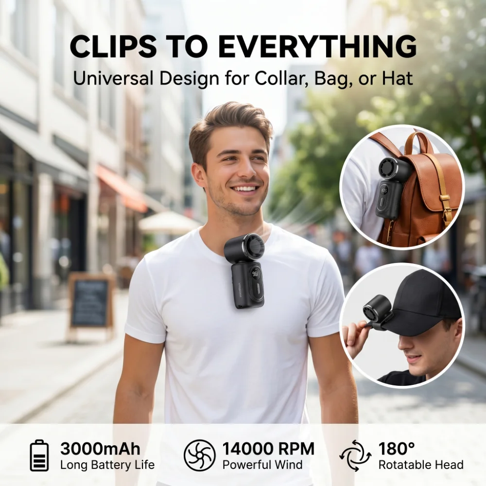Portable Clip on Umbrella Fan with Silicone Anti Slip Clip Small Travel Fan for Outdoor Clip Backpack and Collar 180 ° Rotatable
Portable Clip on Umbrella Fan with Silicone Anti Slip Clip Small Travel Fan for Outdoor Clip Backpack and Collar 180 ° Rotatable