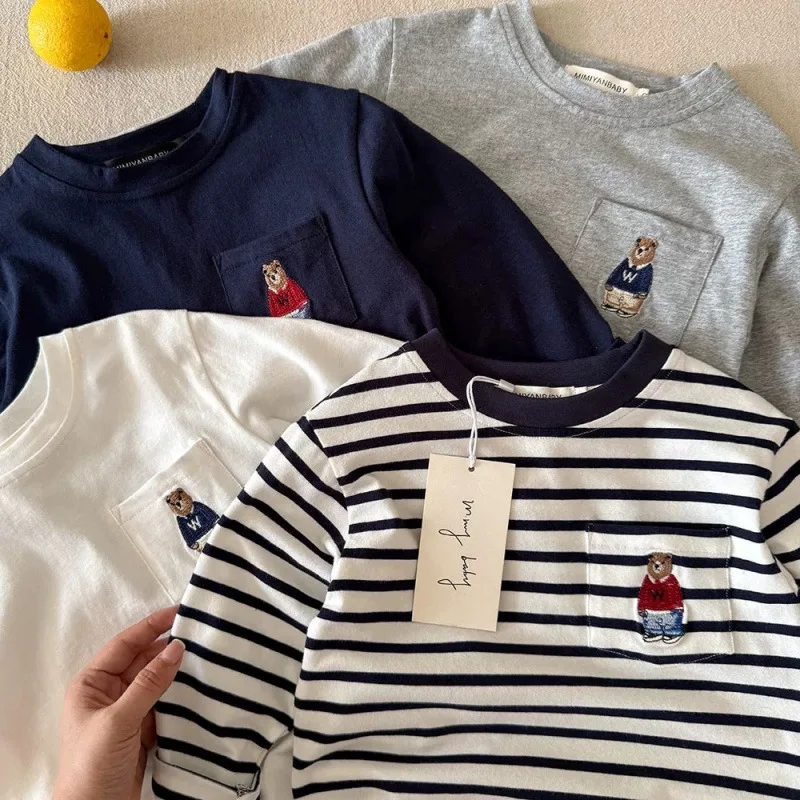 Children's Long Sleeved T-shirt for Spring Autumn New Styles Boys' and Girls' Tops Baby Cartoon Base Shirt Striped Cotton Shirt
Children's Long Sleeved T-shirt for Spring Autumn New Styles Boys' and Girls' Tops Baby Cartoon Base Shirt Striped Cotton Shirt