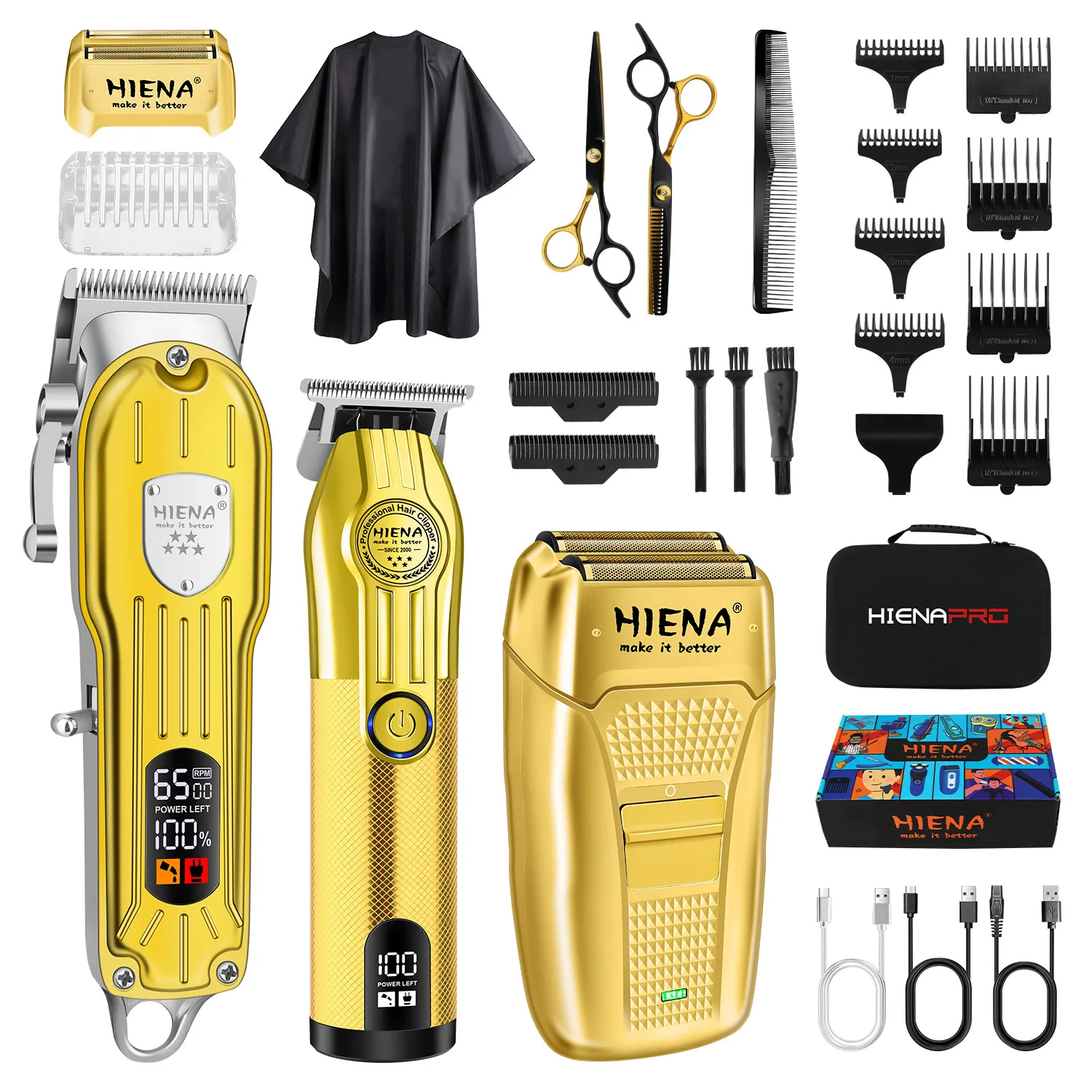 HINEA Hair cutting machine hair clipper Professional Rechargeable USB Hair Clipper Set with Display (Gold) for men Beauty tools
HINEA Hair cutting machine hair clipper Professional Rechargeable USB Hair Clipper Set with Display (Gold) for men Beauty tools