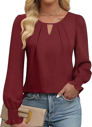 2026 Spring/Autumn Women's Long-Sleeved Top, Fashionable Casual Keyhole Pleated Shirt Womens Tops
2026 Spring/Autumn Women's Long-Sleeved Top, Fashionable Casual Keyhole Pleated Shirt Womens Tops