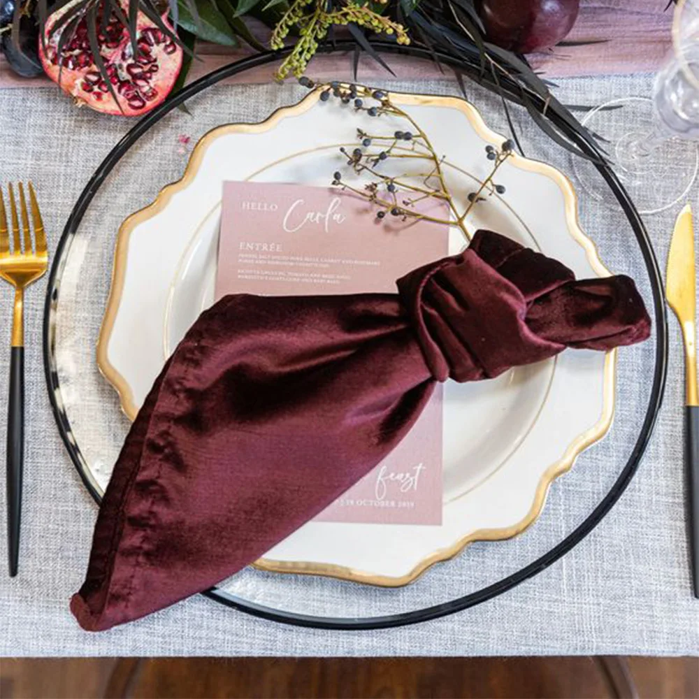6PCS Velvet Napkins 45x45cm Soft Suitable for Dinner Wedding Thanksgiving Christmas Banquet Restaurant Decoration Luxurious
6PCS Velvet Napkins 45x45cm Soft Suitable for Dinner Wedding Thanksgiving Christmas Banquet Restaurant Decoration Luxurious