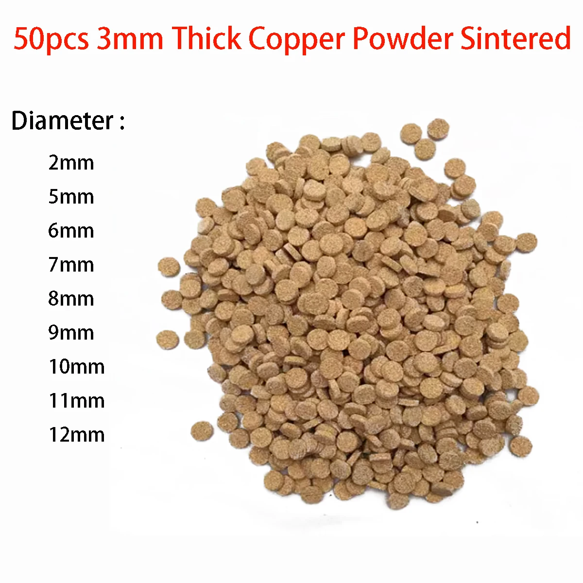 50pcs 3mm Thick Copper Powder Sintered Circular Filter Granular Air Filter Column Diameter 2/5/6/7/8/9/10/11/12mm
50pcs 3mm Thick Copper Powder Sintered Circular Filter Granular Air Filter Column Diameter 2/5/6/7/8/9/10/11/12mm