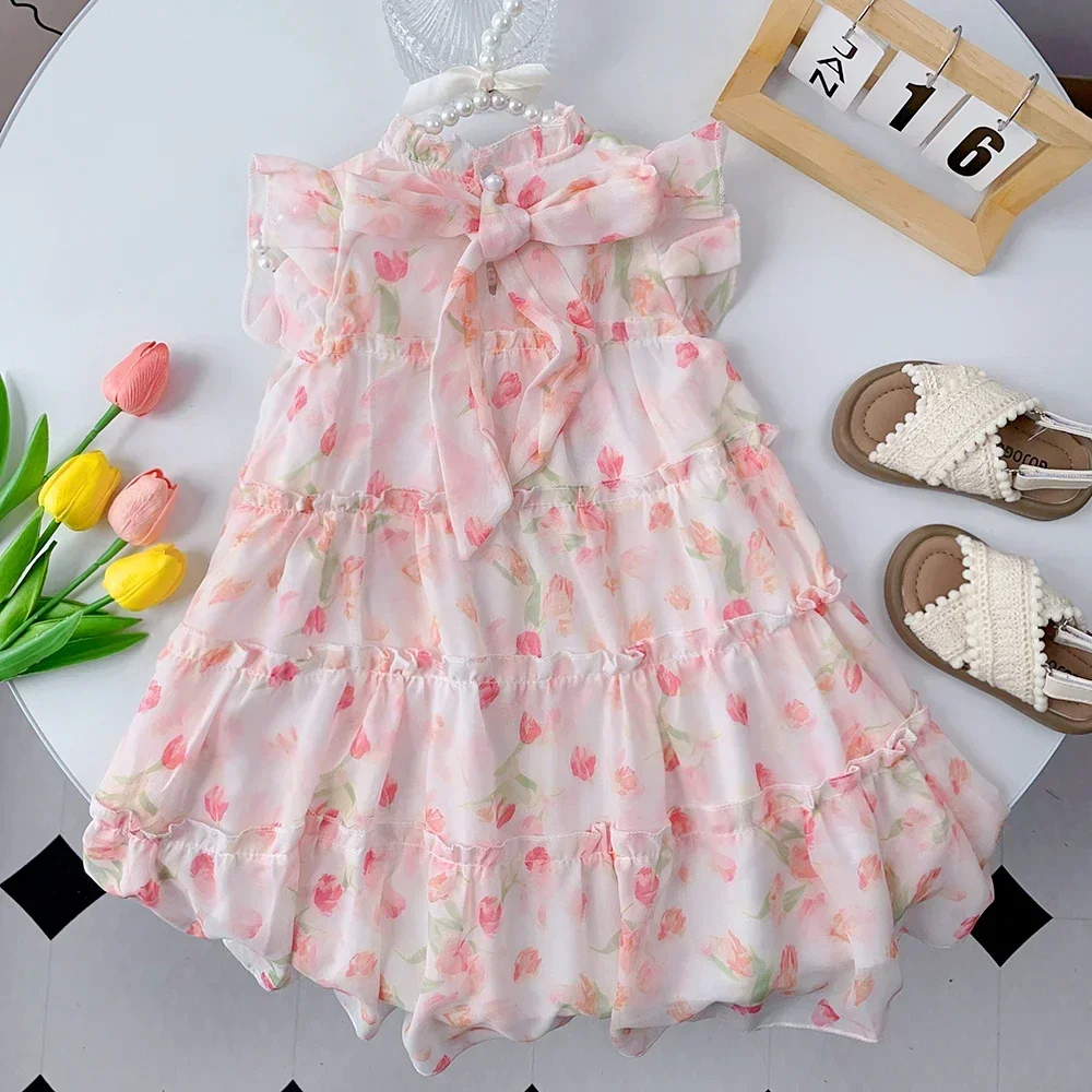 2025 Summer Pink Sweet Girl Princess Dress Flower Printed Lace Sleeveless Children's Casual Clothes Birthday Party 2-7 Years Old
2025 Summer Pink Sweet Girl Princess Dress Flower Printed Lace Sleeveless Children's Casual Clothes Birthday Party 2-7 Years Old