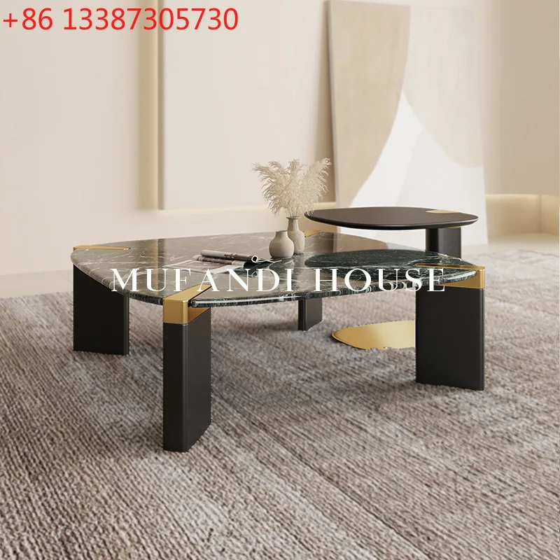 Pudala green marble coffee table living room light luxury high-end home square combination
Pudala green marble coffee table living room light luxury high-end home square combination