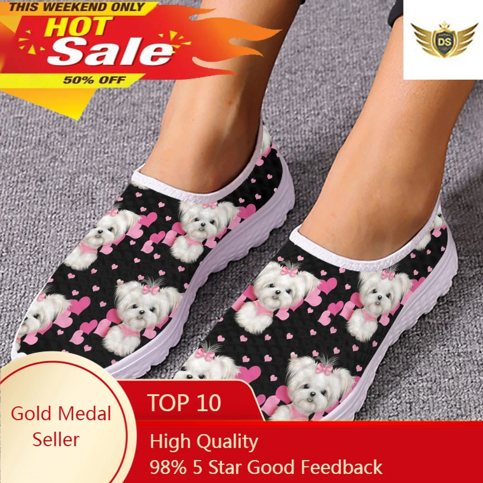 Cute Pet Dog Print Shoes Women Maltese Dog Pattern Summer Beach Water Shoes Women's Mesh Loafers Slip On Sneakers
Cute Pet Dog Print Shoes Women Maltese Dog Pattern Summer Beach Water Shoes Women's Mesh Loafers Slip On Sneakers