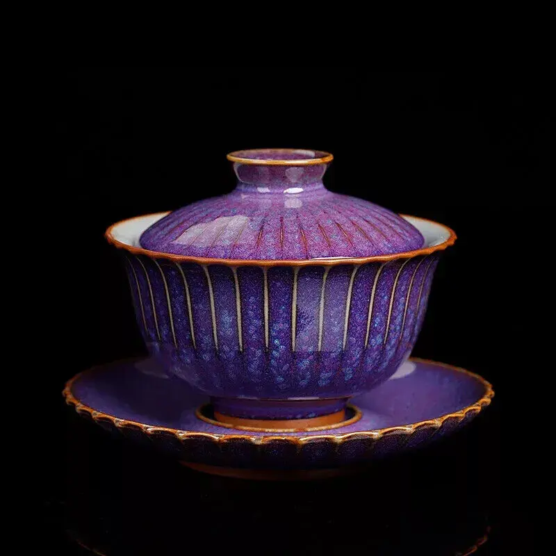 Purple Gaiwan For Tea Tureen With Lid Green Stripe Teaware modern exquisite handicrafts
Purple Gaiwan For Tea Tureen With Lid Green Stripe Teaware modern exquisite handicrafts