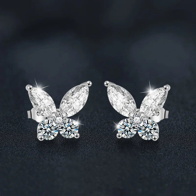 S925 Silver White Gold Plated 0.4CT D Color Moissanite Butterfly Earrings for Women, Fine Jewelry Gift
S925 Silver White Gold Plated 0.4CT D Color Moissanite Butterfly Earrings for Women, Fine Jewelry Gift