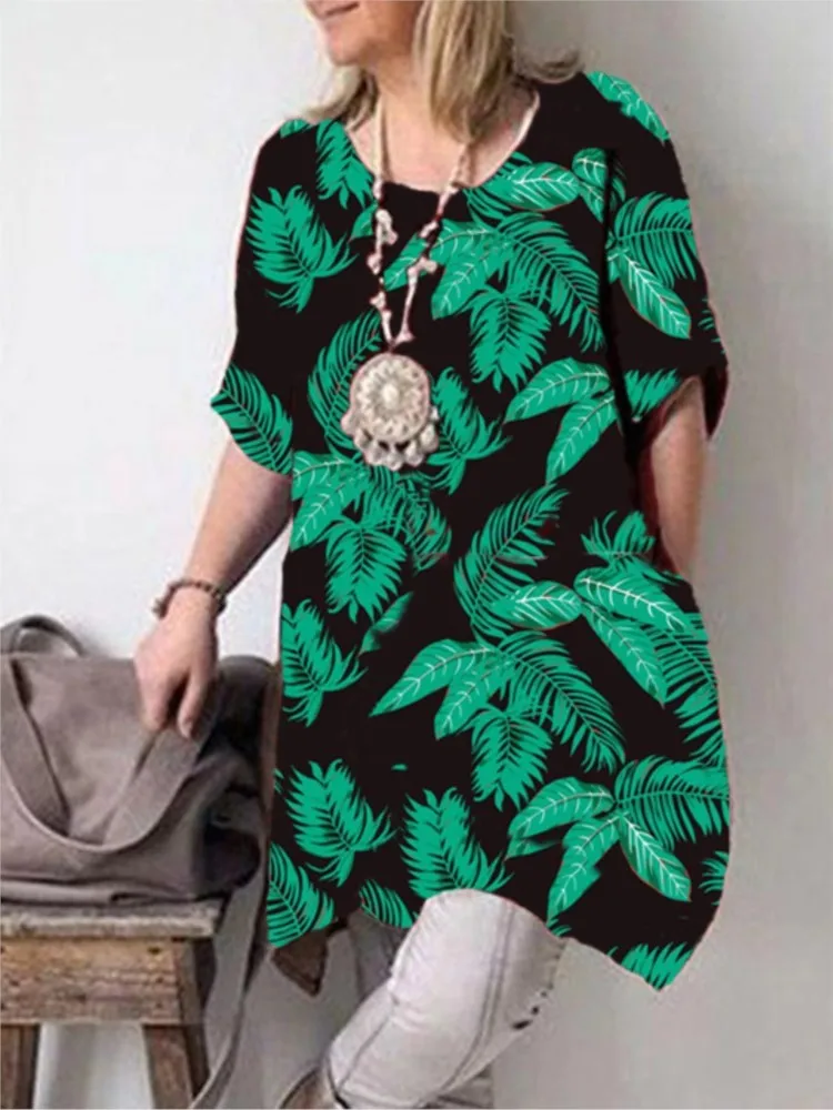 New Summer Women's Fashionable Line Floral Print Short Sleeved Round Neck Long Casual Loose Comfortable Knee Length Dress
New Summer Women's Fashionable Line Floral Print Short Sleeved Round Neck Long Casual Loose Comfortable Knee Length Dress