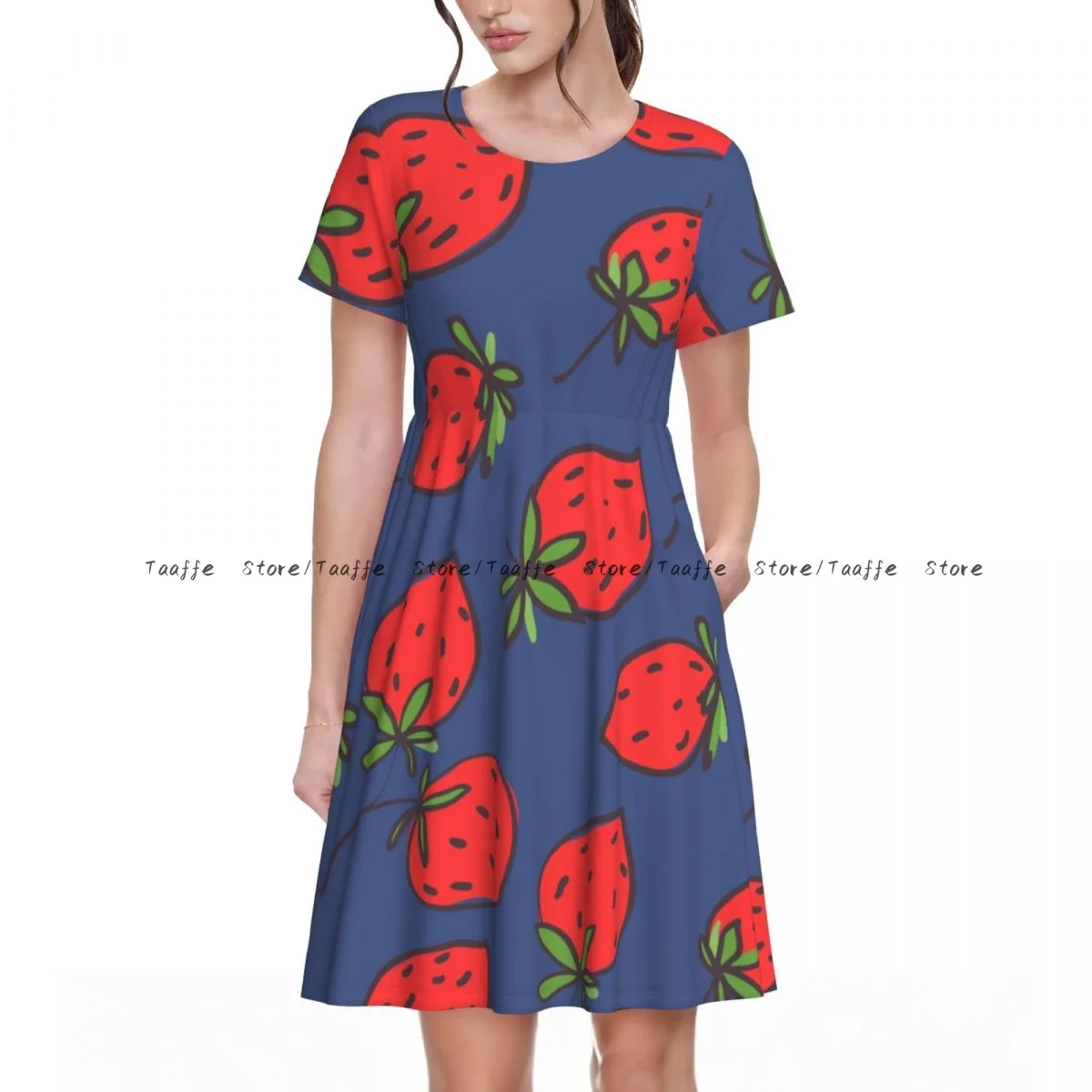 Women Dress Funny Strawberry Summer Elegant O Neck Short Sleeve Female Casual Loose Long Dress
Women Dress Funny Strawberry Summer Elegant O Neck Short Sleeve Female Casual Loose Long Dress