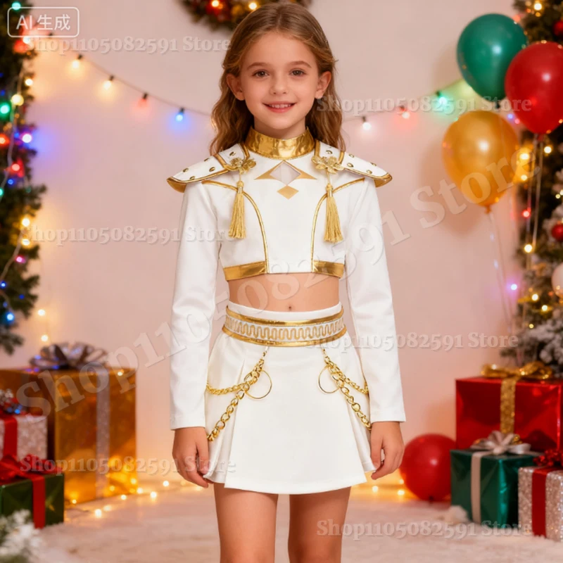 Movie Mira Demon Halloween Costume Girl Rumi Cosplay Top+Skirt 2pcs Sets For Children Hunters Carnival Role Play Singer Costume
Movie Mira Demon Halloween Costume Girl Rumi Cosplay Top+Skirt 2pcs Sets For Children Hunters Carnival Role Play Singer Costume