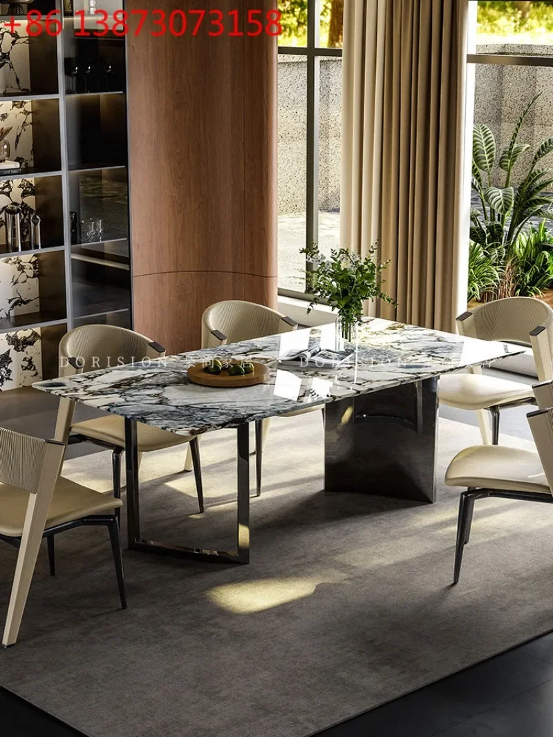 Light luxury household simple modern stainless steel rectangular Italian minimalist luxury stone marble dining table
Light luxury household simple modern stainless steel rectangular Italian minimalist luxury stone marble dining table