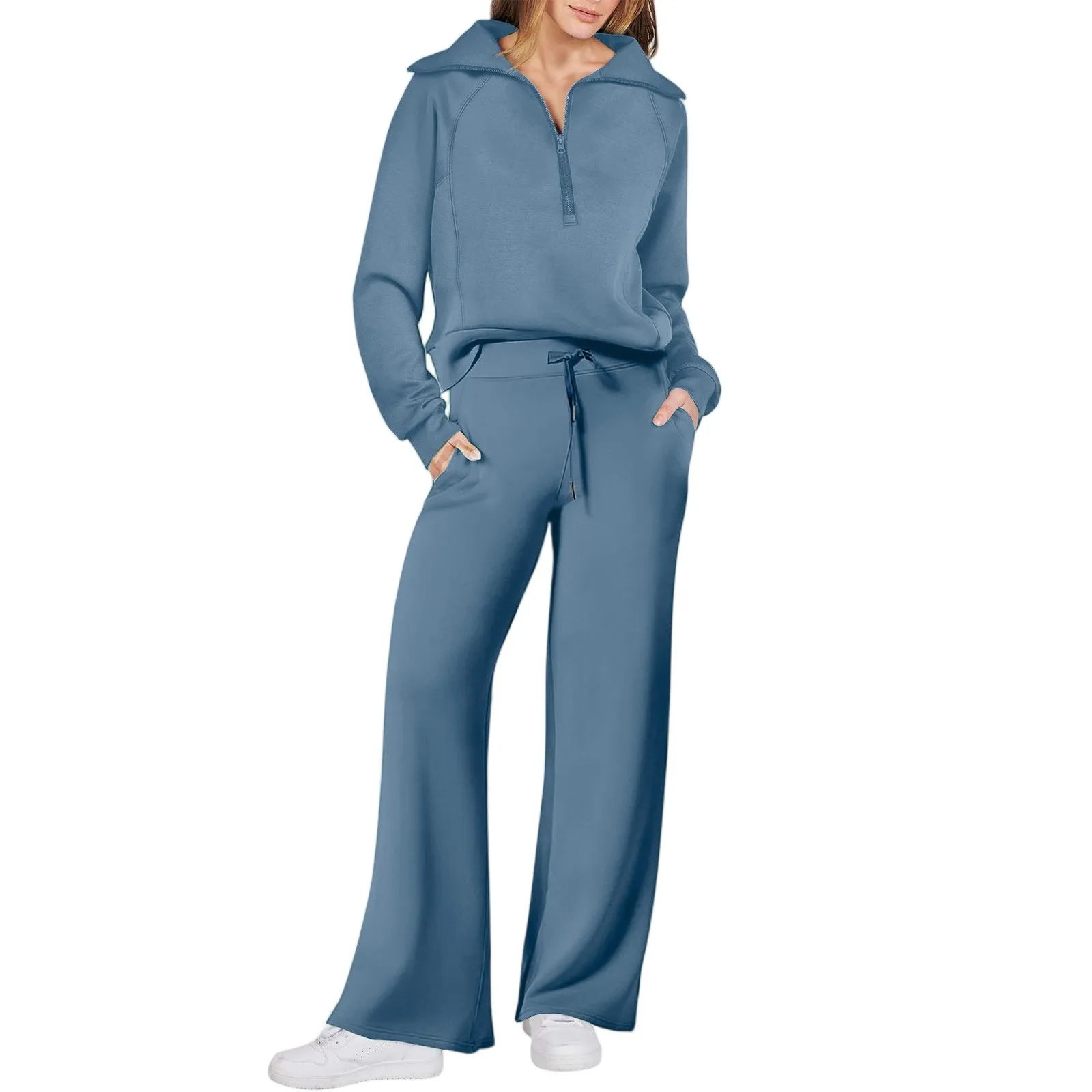 Solid Color Minimalist Sportswear Suit Spring and Fall Oversized Half-Zip Sweatshirt and Wide Leg Sweatpants Casual Comfy Suit
Solid Color Minimalist Sportswear Suit Spring and Fall Oversized Half-Zip Sweatshirt and Wide Leg Sweatpants Casual Comfy Suit