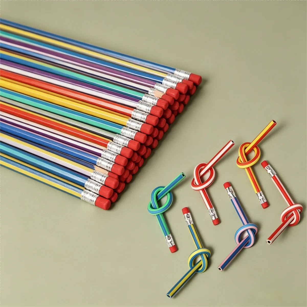 10Pcs Soft Bendable Pencils Colorful Striped Bendable Pencils with Eraser Toppers Reusable Flexible Writing Tools Funny Creative Stationery Practical Learning Accessories for Children Students Classroom Study and Holiday Presents
10Pcs Soft Bendable Pencils Colorful Striped Bendable Pencils with Eraser Toppers Reusable Flexible Writing Tools Funny Creative Stationery Practical Learning Accessories for Children Students Classroom Study and Holiday Presents