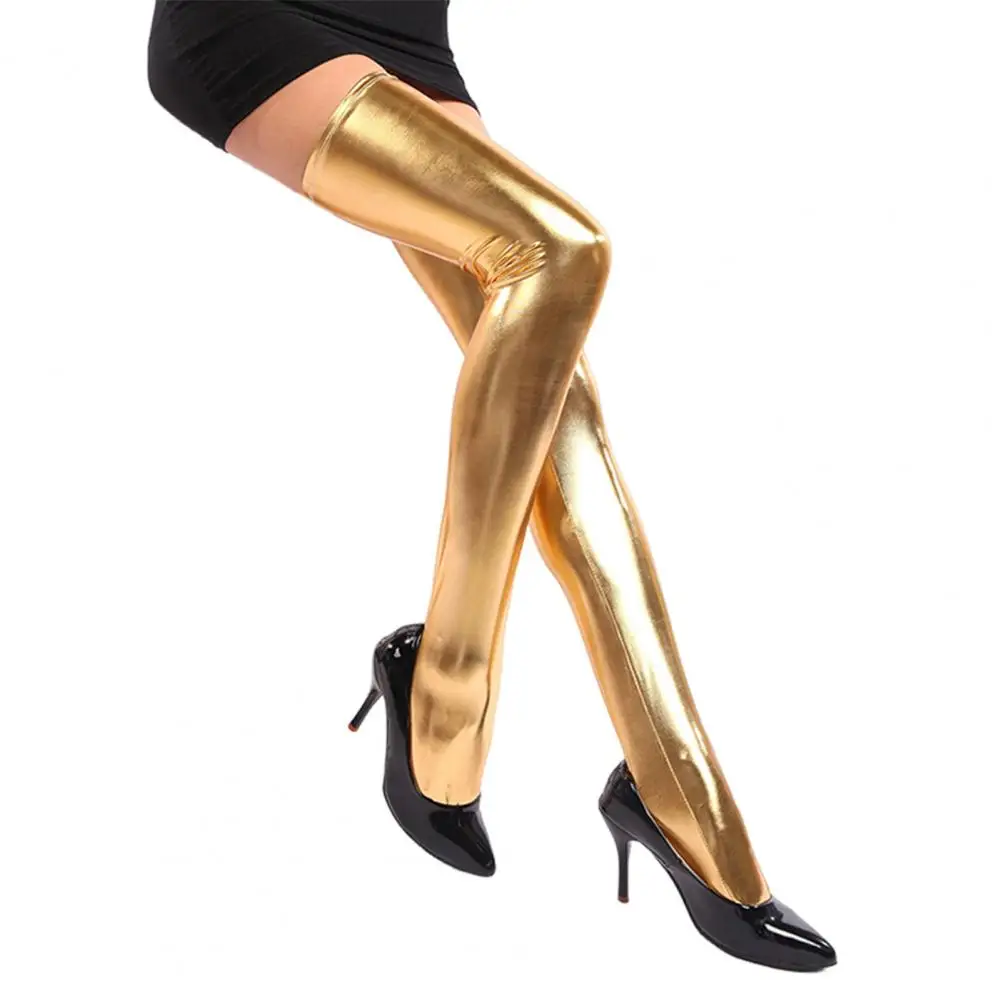 Women's Black Thigh-high Stockings Imitation Leather Thigh High Stockings for Parties Nightclubs Slim Pantyhose
Women's Black Thigh-high Stockings Imitation Leather Thigh High Stockings for Parties Nightclubs Slim Pantyhose